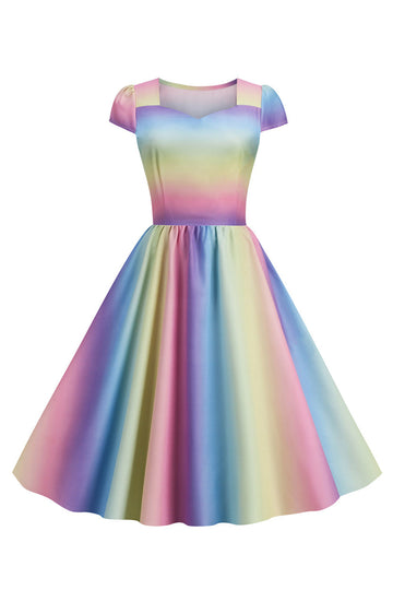 Fargerik A Line Vintage 1950-tallet kjole